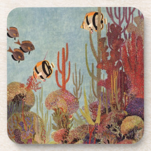 Dessous-de-verre Poisson ange dans le corail, poissons tropicaux vi