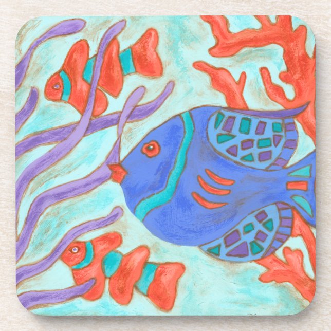 Dessous-de-verre Poisson de couleur pop (Devant)