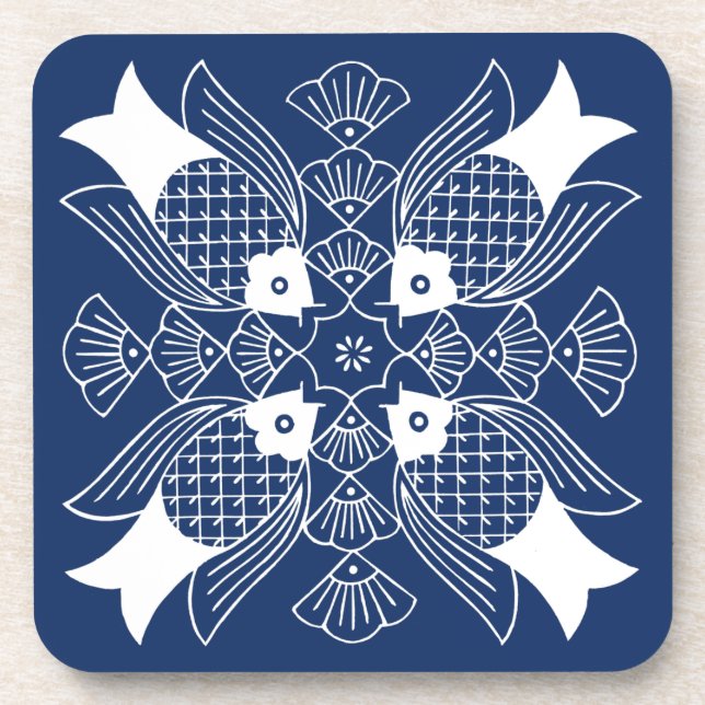 Dessous-de-verre Poisson sous-marin avec Arrière - plan bleu (Devant)