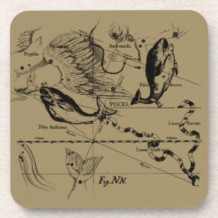 Dessous-de-verre Poissons Constellation Hevelius 1690 Décor