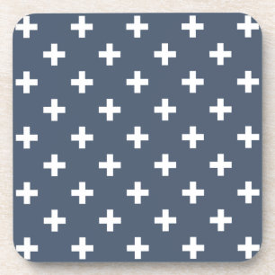 Dessous-de-verre Polka blanche croise sur bleu-gris