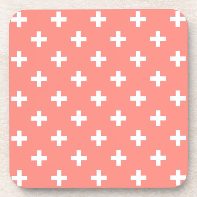 Dessous-de-verre Polka blanche croise sur la pêche (Devant)