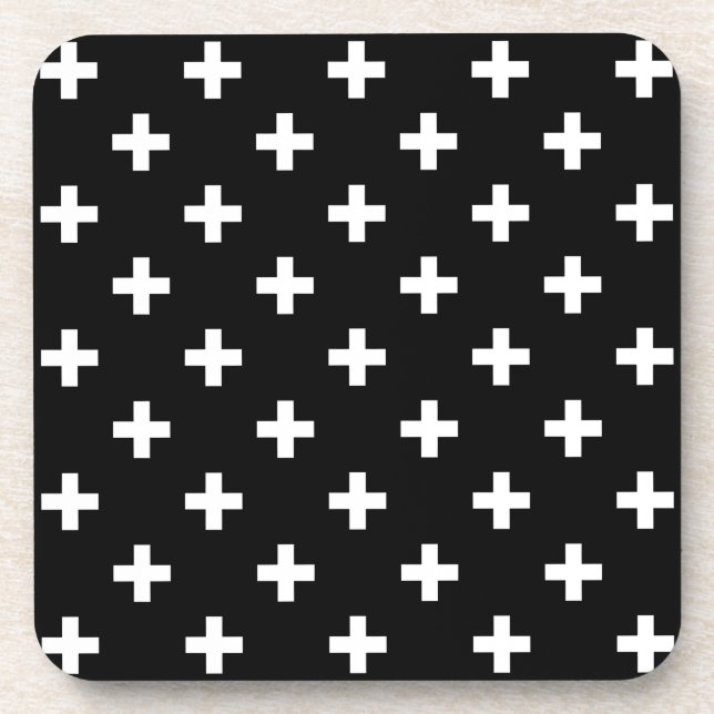 Dessous-de-verre Polka blanche croise sur noir (Devant)