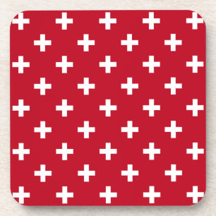 Dessous-de-verre Polka blanche croise sur rouge