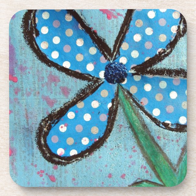 Dessous-de-verre Polka Dot Fleur multimédia mixte (Devant)