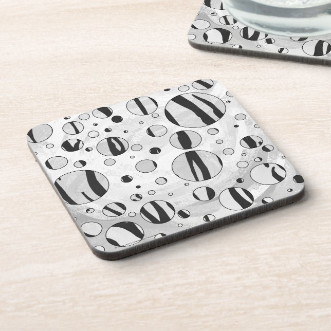 Dessous-de-verre Polka Dot Tiger noir et blanc (Côté gauche)