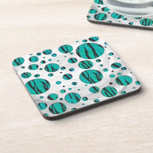 Dessous-de-verre Polka Dot Tiger noir et Turquoise