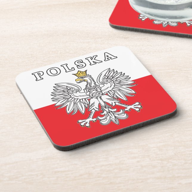 Dessous-de-verre Polska avec aigle polonais (Côté gauche)