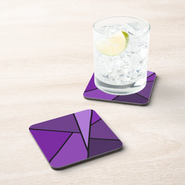 Dessous-de-verre Polygones pourpres abstraits (Côté Droit)