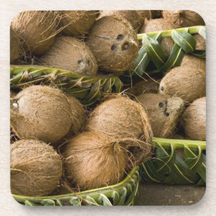 Dessous-de-verre Polynésie, Royaume des Tonga. Affichage des noix d