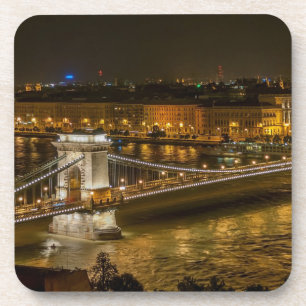 Dessous-de-verre Pont de la chaîne de Budapest la nuit