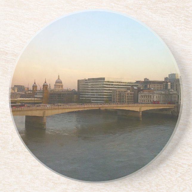 Dessous de verre : Pont de Londres à l'aube (Devant)