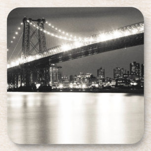 Dessous-de-verre Pont de Williamsburg à New York City la nuit