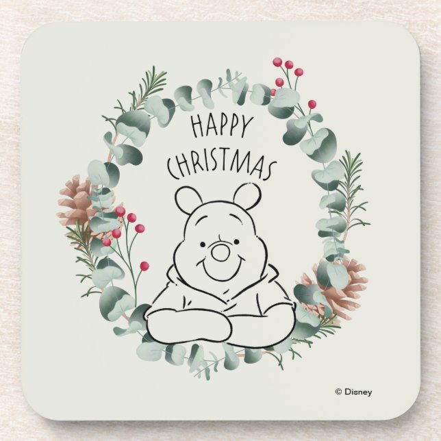Dessous-de-verre Pooh | Bonne couronne de Noël (Devant)