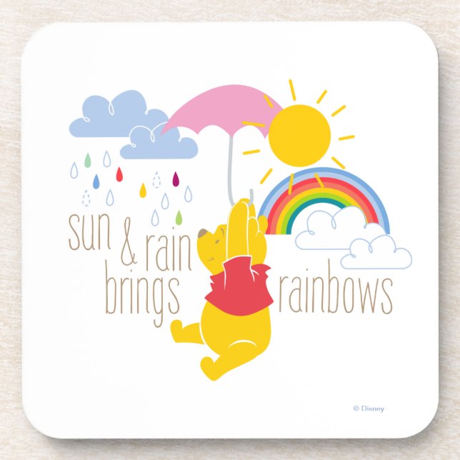 Dessous-de-verre Pooh | Sun & Rain Apporte Rainbows Citation (Devant)