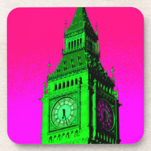 Dessous-de-verre Pop Art Big Ben Londres Voyage rose Vert