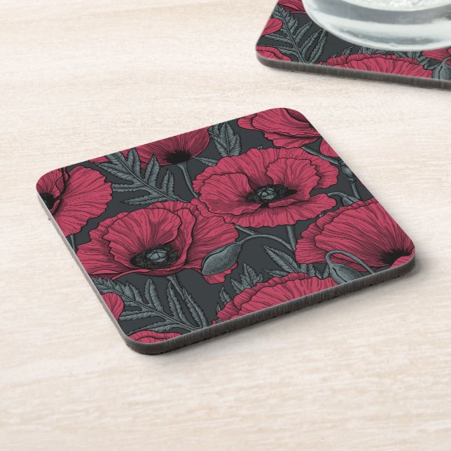 Dessous-de-verre Poppies à Viva Magenta (Côté gauche)