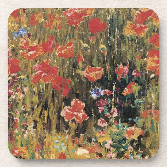 Dessous-de-verre Poppies de Robert Vonnoh, Impressionnisme Vintage (Devant)