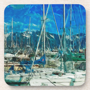 Dessous-de-verre Port de Seward Alaska Impressionnisme Abstrait