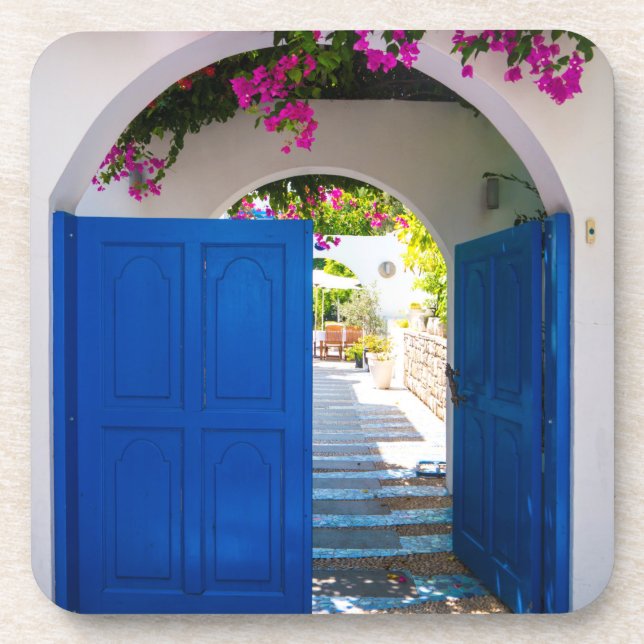 Dessous-de-verre Porte bleue de style grec et turc (Devant)