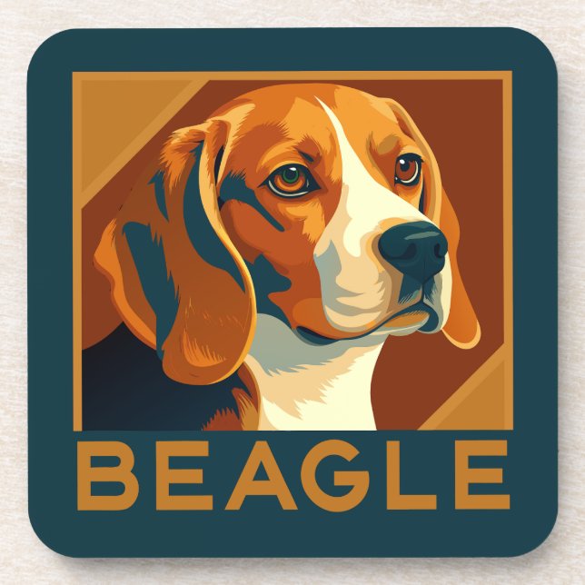 Dessous-de-verre Portrait Beagle classique Style rétro (Devant)