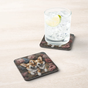 Dessous-de-verre Portraits de races de chiens de fleurs 5