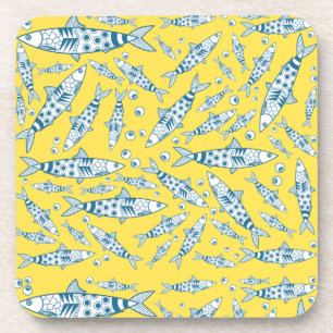 Dessous-de-verre Portuguese Lisbon Sardines Pattern Azulejos Yellow