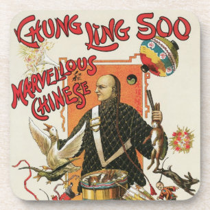 Dessous-de-verre Poster magique vintage, Magicien Chung Ling Soo