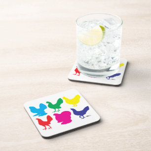 Dessous-de-verre Poules colorées