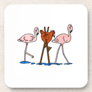 Dessous-de-verre Poulet et Flamants roses drôles