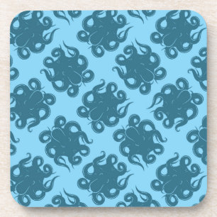 Dessous-de-verre Poulpe sur le motif bleu