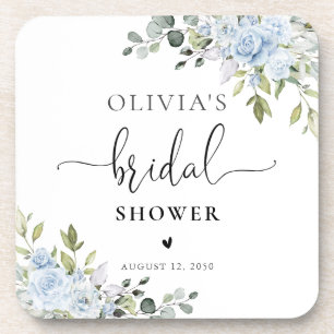Dessous de verre pour Baby Shower botanique bleu d