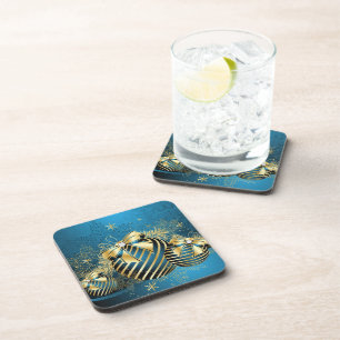 Dessous de verre pour boisson Boules de Noël dorée