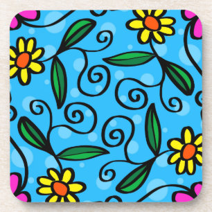 Dessous de verre pour boisson floral abstrait