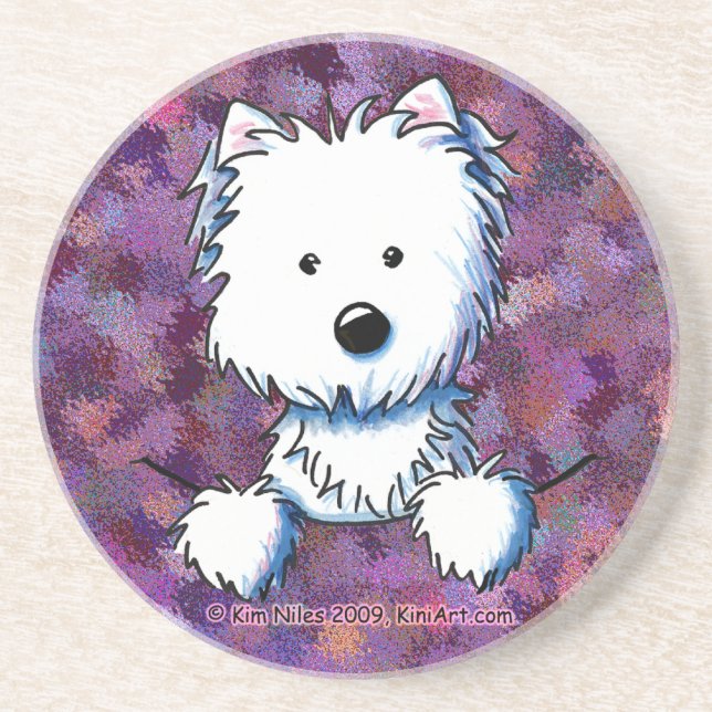 Dessous de verre pourpres de Westie de poche (Devant)