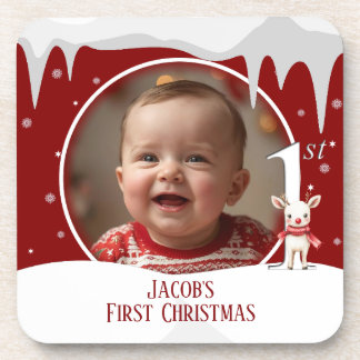 Dessous-de-verre Première photo de Noël du bébé