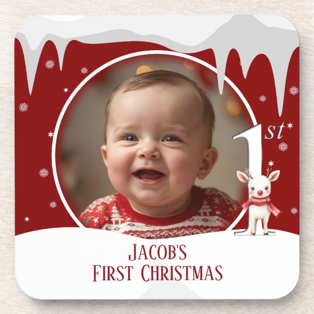 Dessous-de-verre Première photo de Noël du bébé (Devant)