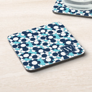 Dessous-de-verre Préparatoire Daisy Bloom – Turquoise & Navy Monogr