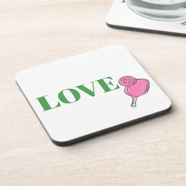 Dessous-de-verre Preppy Pickleball rose Paddle Ball Love (Côté gauche)