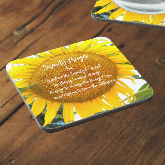 Dessous-de-verre Prière de sérénité Fleur de tournesol jaune Floral (In Situ Angled)