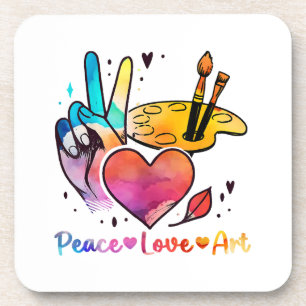 Dessous-de-verre Professeur D'Art Peace Love Art Pour Artistes Et P