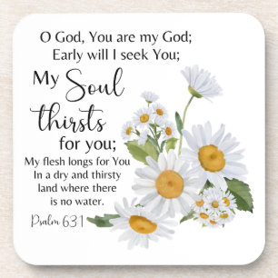 Dessous-de-verre Psaume 63:1 Écriture Bible Chamomile Fleurs