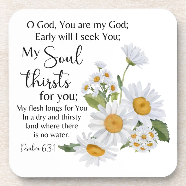 Dessous-de-verre Psaume 63:1 Écriture Bible Chamomile Fleurs (Devant)