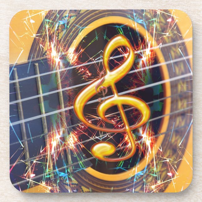 Dessous-de-verre Psychadélique Accoustique Guitare, conception de l (Devant)
