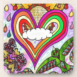 Dessous-de-verre Psychédélic Rainbow Heart