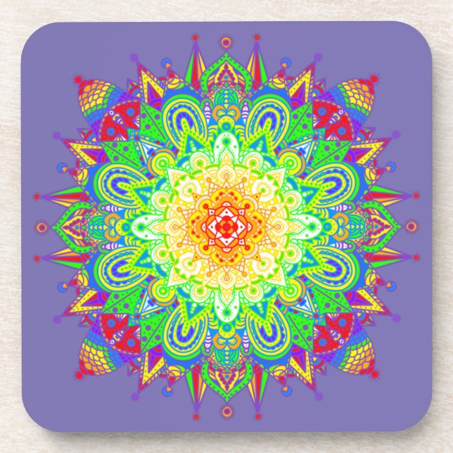 Dessous-de-verre Psychedelic Zen Mandala Art Abstrait (Devant)