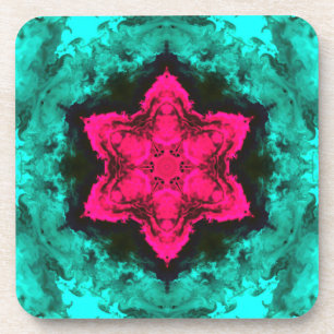 Dessous-de-verre Psychédélique Hippie Fleur rose et Turquoise