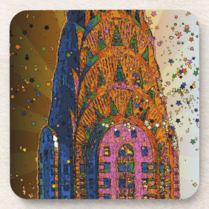 Dessous-de-verre Psychedlic NYC : Chrysler construisant le plan