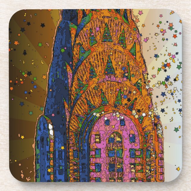 Dessous-de-verre Psychedlic NYC : Chrysler construisant le plan (Devant)