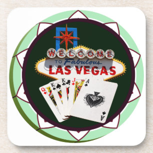 Dessous-de-verre Puce de poker de Las Vegas Sign and Two